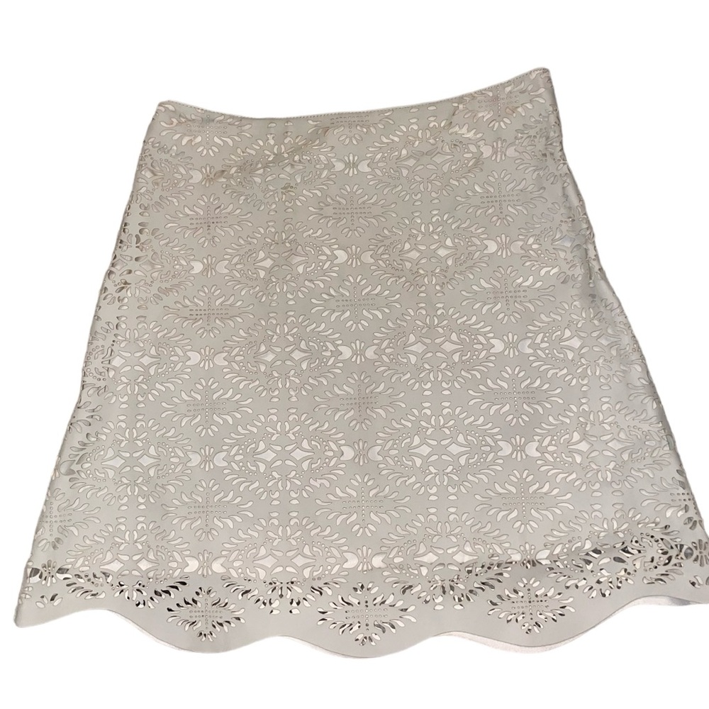 ZARA WOMAN Faux Leather Laser CUT  A Line  Skirt size small